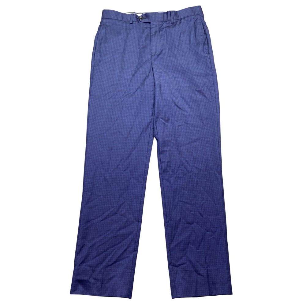 Brooks Brothers BrooksFlex Milano Fit Blue Merino Wool Dress Pants Sz 32 Preppy